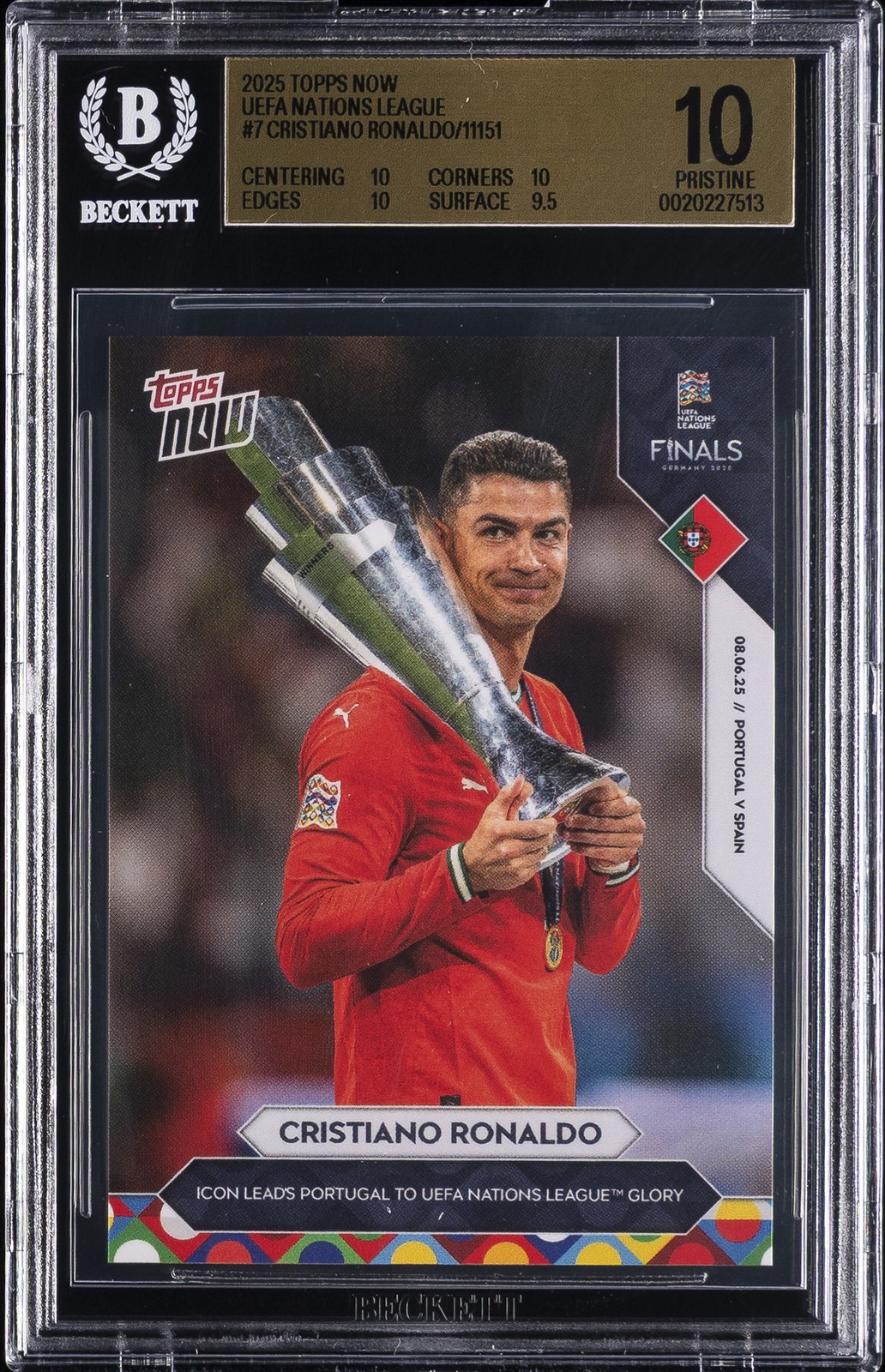2025 TOPPS NOW UEFA NATIONS LEAGUE #7 CRISTIANO RONALDO BGS 10