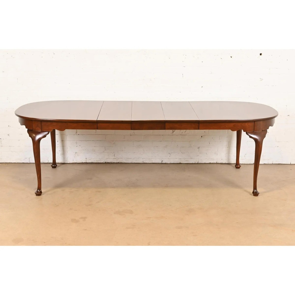 Henkel Harris Queen Anne Solid Cherry Wood Extension Dining Table