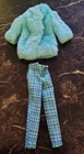 Vintage Fashion Avenue Blue Fur Jacket & Pants Outfit for Barbie Doll-Used