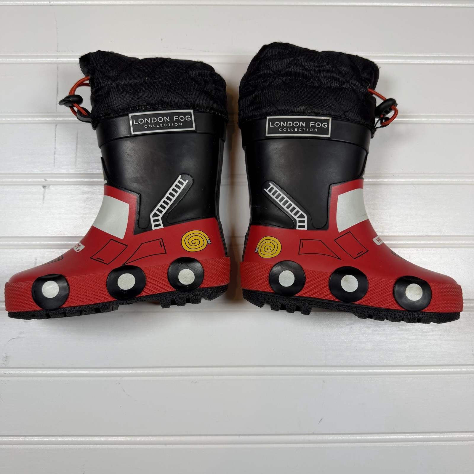 London Fog Fire Truck Snow Boots Toddler Size 6 Red GUC