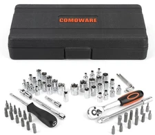 COMOWARE 69pcs Socket Set (1/4'' & 3/8''), Metric & Standard Mechanic Tool Set, 