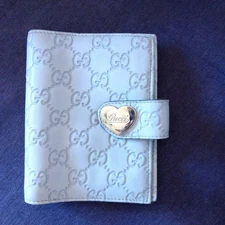 GUCCI Agenda Planner Cover 6-ring Shima Leather GG Pattern Heart in Gray Italy
