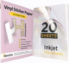 Holographic Sticker Paper, Printable Vinyl Paper 20 Sheets, Pixels 