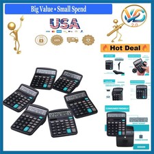 Office Desk Calculator 12 Digit Large LCD Display Solar Battery Pack Black