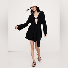 NWT Banana Republic Oversized Hoodie Cardigan Black SMALL swim coverup swimsuit