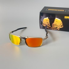 Oakley Badman OO6020 Polarized Sunglasses Metal Frame Orange Lens