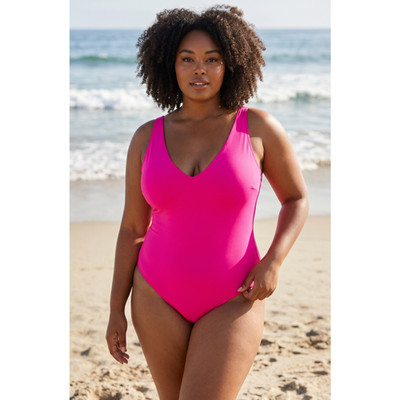 TA3 Plungey One Piece Swimsuit Pink 2X Extra Long NWT
