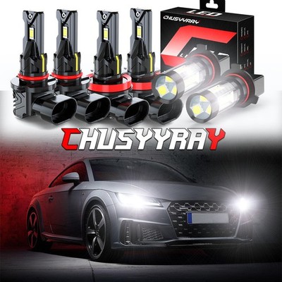 For GMC YUKON XL 2015-2019 Combo LED Headlight High-Low Beam + Fog Light Bulbs