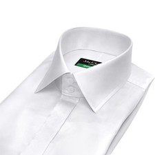 Mens Stage Performance White Silky Satin Shirt Hidden Placket High Spread Collar