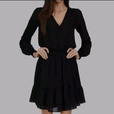 Michael Kors Smocked Ruffled Dress Black Size Medium