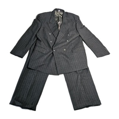 Vintage Givenchy Designer Double Breasted Gray Suit size 44R Jacket 36x30 Pants