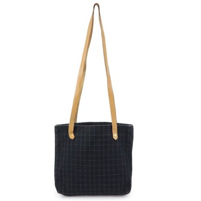 HERMES Amedaba Cabas de Poche Cotton Canvas Leather Tote Bag Black Auth Used F/S