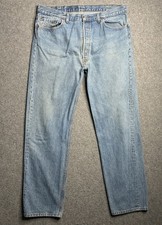 Vintage Levis 501 Jeans Blue USA Made Button Fly Faded Mens 40x34 (fit 38x33)