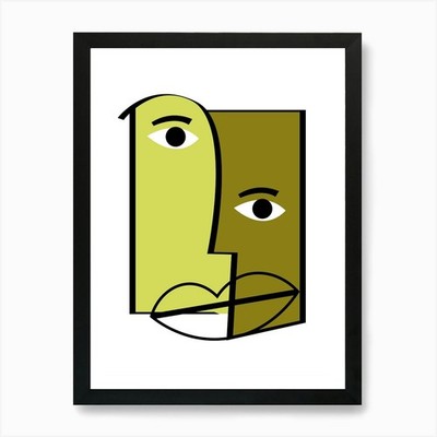 Zwei Gesichter Kunstdruck gerahmt Wandbild Poster Leinwanddruck Bild