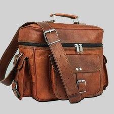 DSLR SLR Lens Vintage Leather Camera Satchel Bag for men