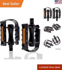 Aluminum Alloy Bicycle Pedals with Anti-Slip Design for Safe Riding - Black