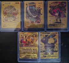 5 pokemon Gold Cards Golem, Copperajah, Eternatus, Giratina, and Umbreon