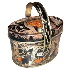 Keller Charles Philadelphia Halloween Small Tin Skeleton Witches Pumpkins FUN!