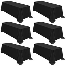 6-Pack Black Polyester Tablecloth 90x132" for 6ft Rectangle Tables