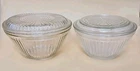 (2) VTG ANCHOR HOCKING/FIRE KING 1940’s RIBBED PRESSED GLASS FRIDGE CONTAINERS