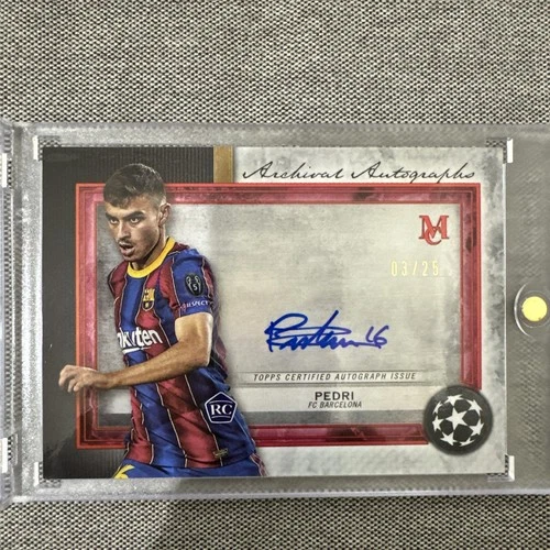 2020-21 Topps Museum UEFA Pedri Rookie Patch Auto /25 Spain Barcelona Ruby RC sp