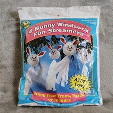 Vintage Sun Hill Easter Bunny Windsock Streamers 1996 Easter Decorations Crafts