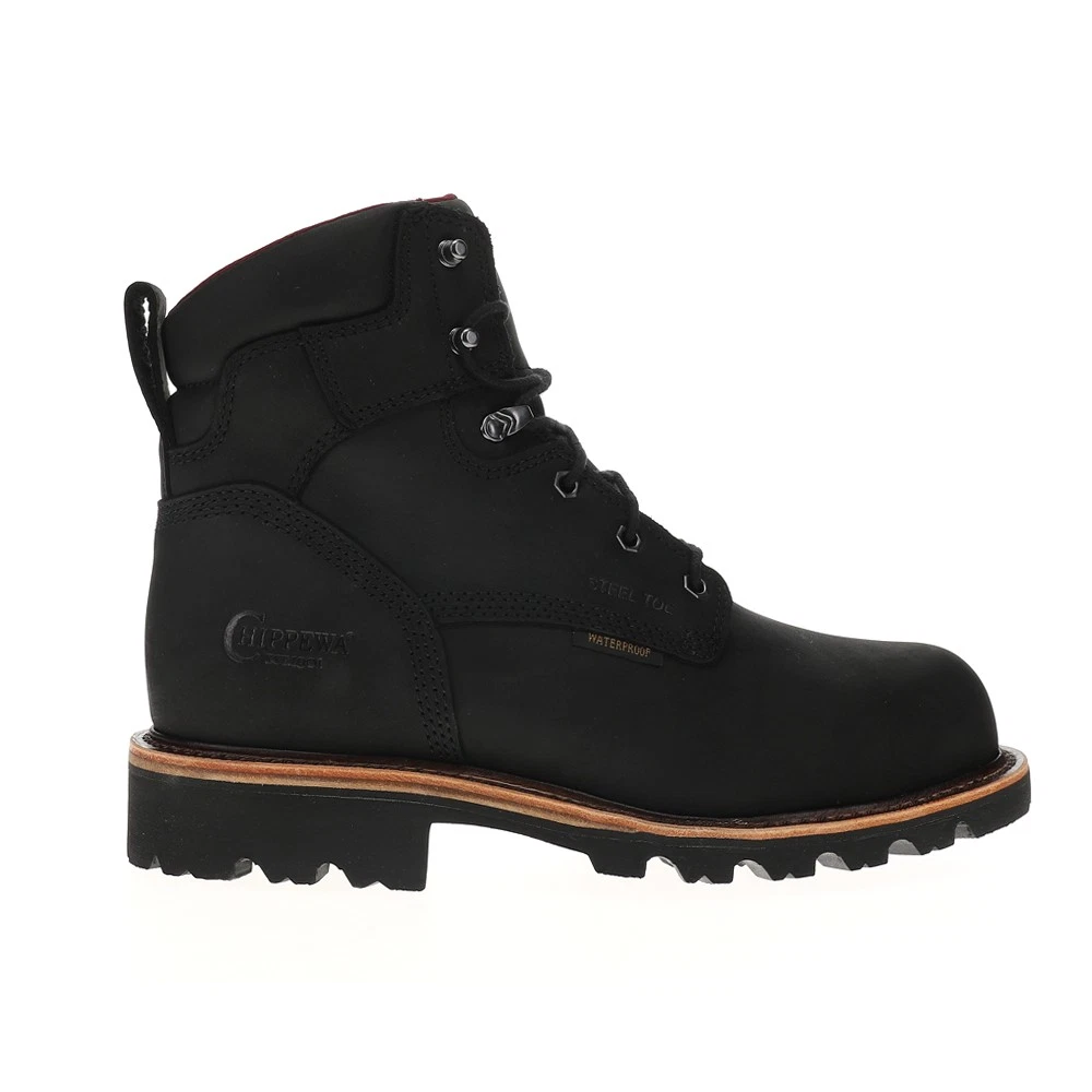 Chippewa 55175 Men Size 7.5 Black Leather Waterproof Ankle Work Boot Chippewa Mens Boots 55175 6 main image 3