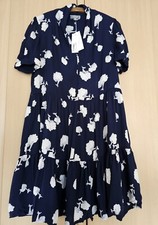 Ghost London Vinage Dress Short Sleeve Blue Medium New �120