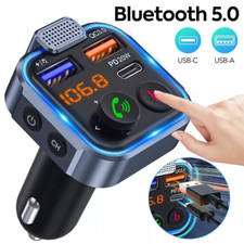 Bluetooth 5.0 Car Wireless FM Transmitter Adapter 2USB PD Charger AUX Hands-Free