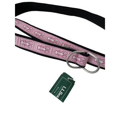 LL Bean Maine Isle D Ring Loop Belt Womens S/M Small Medium Canvas Pink Lobster