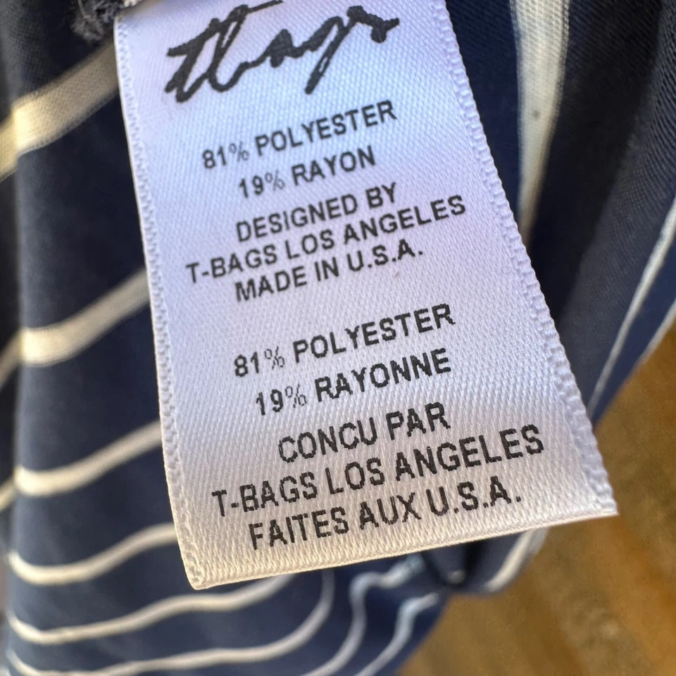 Vestido maxi Tbags Los Angeles listrado azul branco buraco na chave tamanho P - Imagem 2 de 4