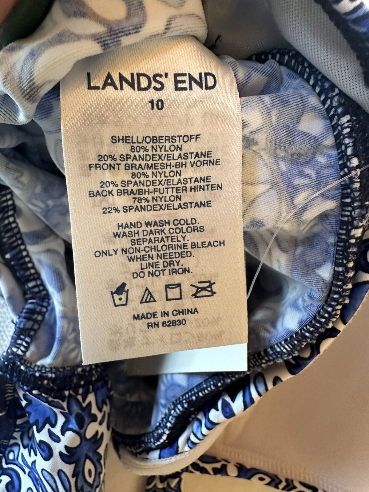 NWT Lands End Womens 2 Piece Outfit Set Blue Tankini sz 10 Halter Tie