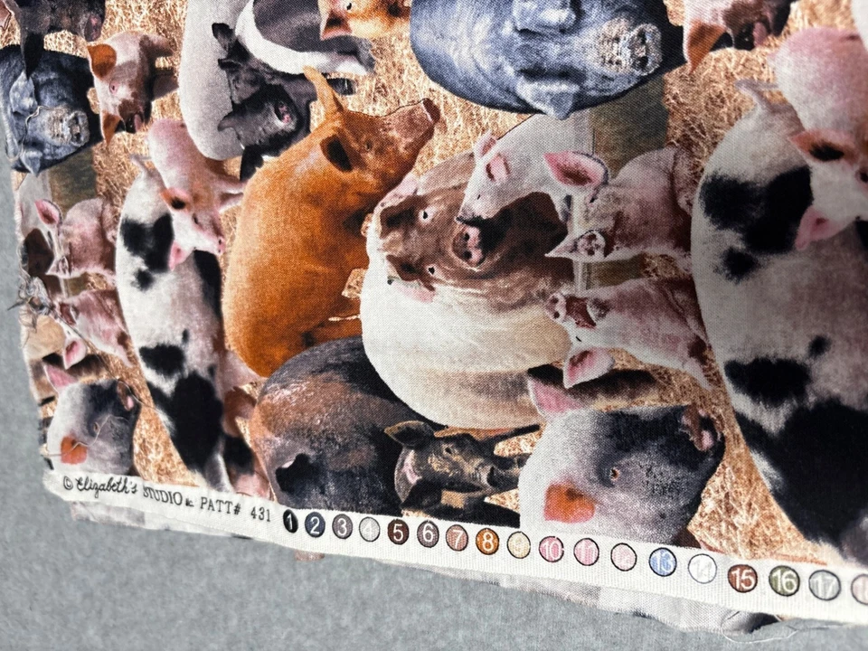 Farm Animal Pig Print Fabric 20"x30" By Elizabeths Studio Cotton Quilting Sewing - Image 2 of 4