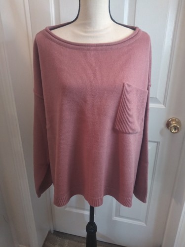 Pink Lily Cozy Up Oversized Slouchy Pocket Sweater Size Medium - Picture 3 of 14