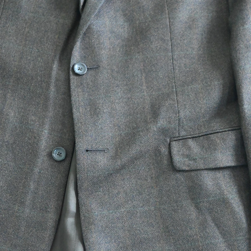 Chaqueta Blazer Abrigo Deportivo Oscar de la Renta 44L Marrón Lana Cachemira Franela Foto 3 de 4