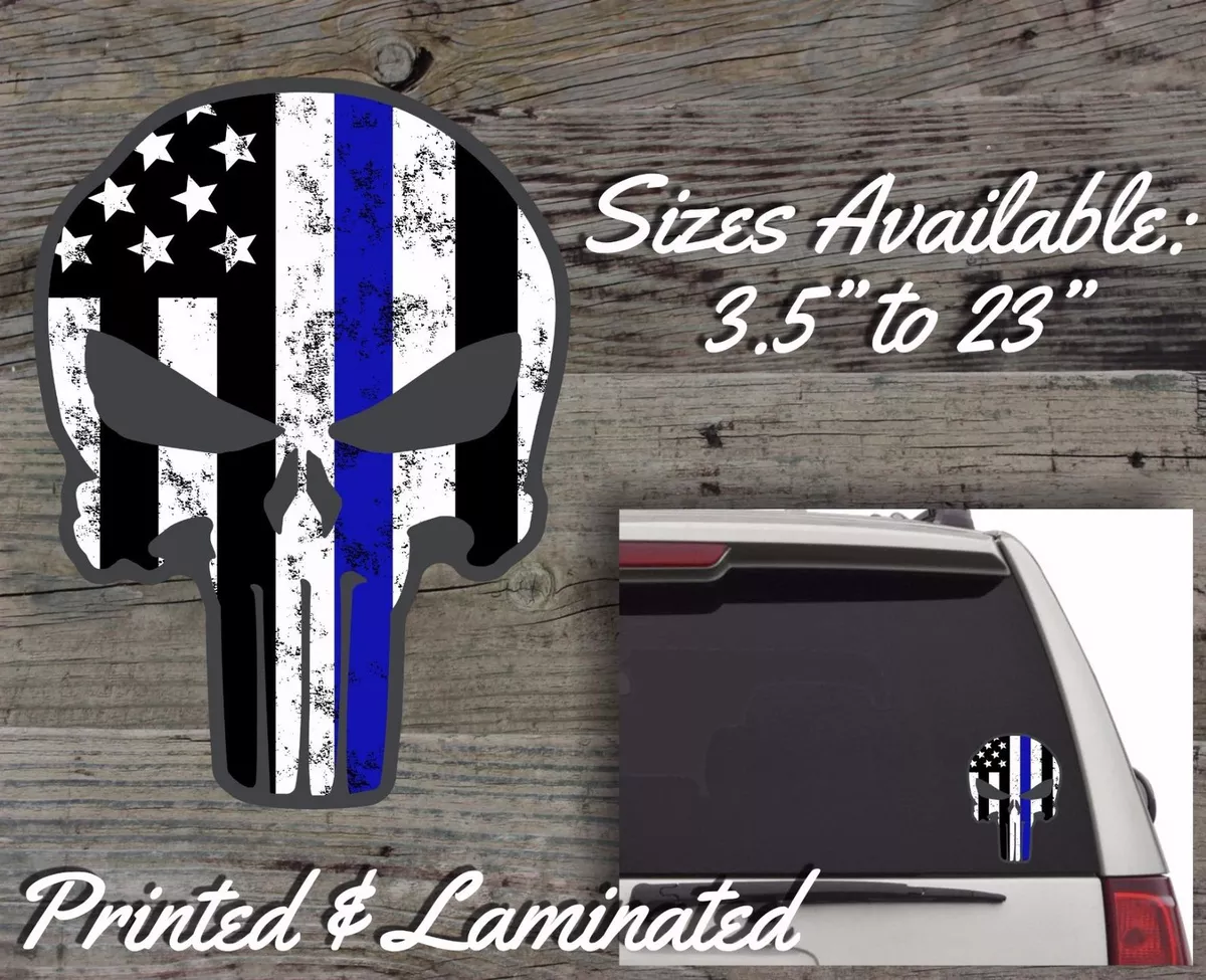 Punisher Skull Police Blue Line Flag Vinyl Car Decal Sticker