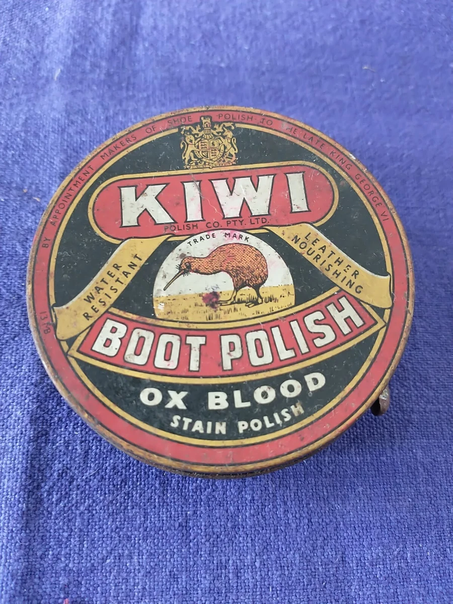 Vtg Shoe Boot Polish Tin Kiwi Ox Blood Can Antique Made In England