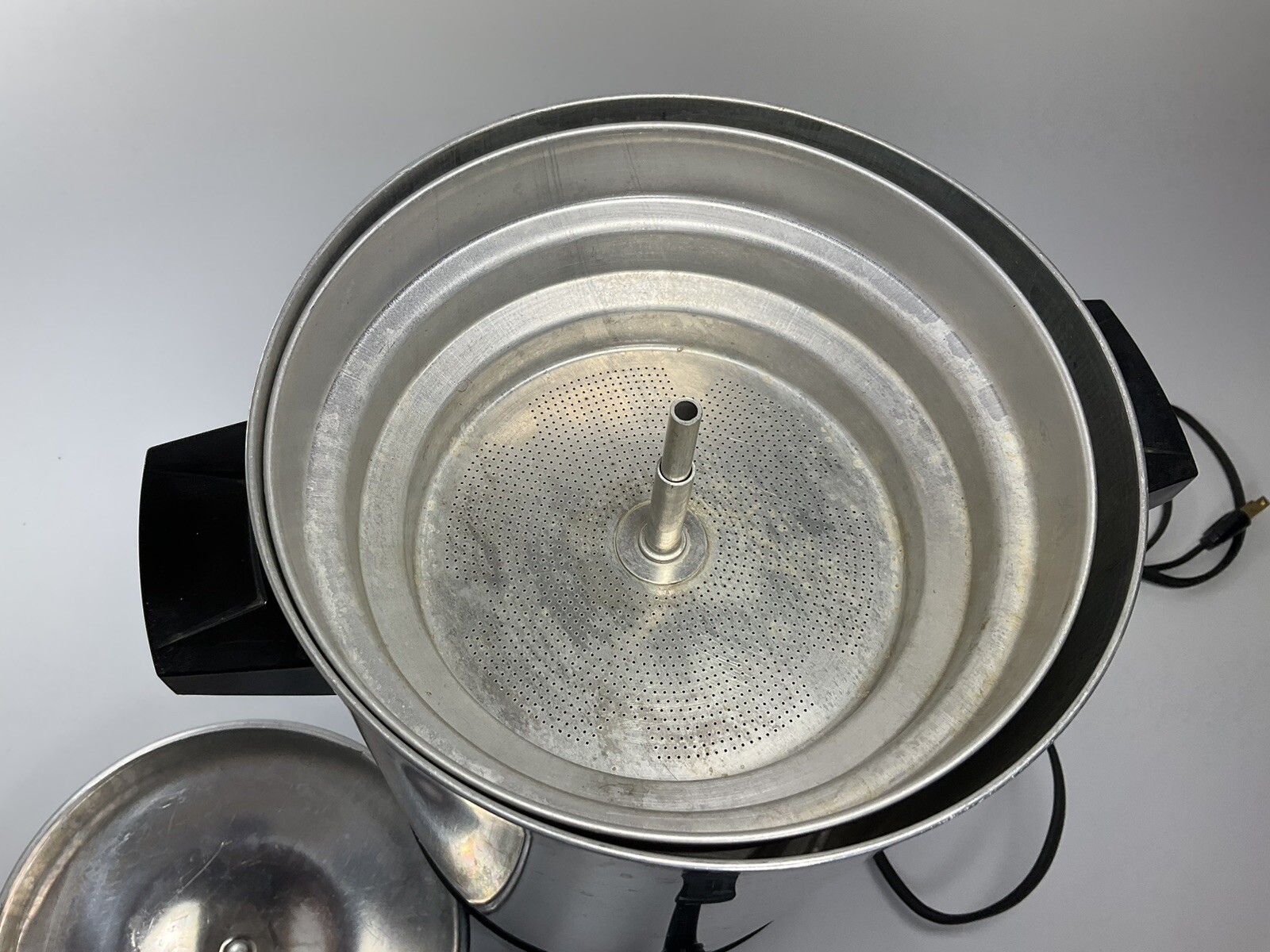 Aluminum 30 Cup General Electric Coffee Maker Pot Percolator W/ Cord Vintage