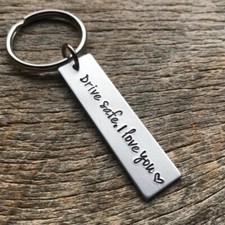 Drive Safe Keychain Pendant Gift For Husband Boyfriend Anniversary Stainless