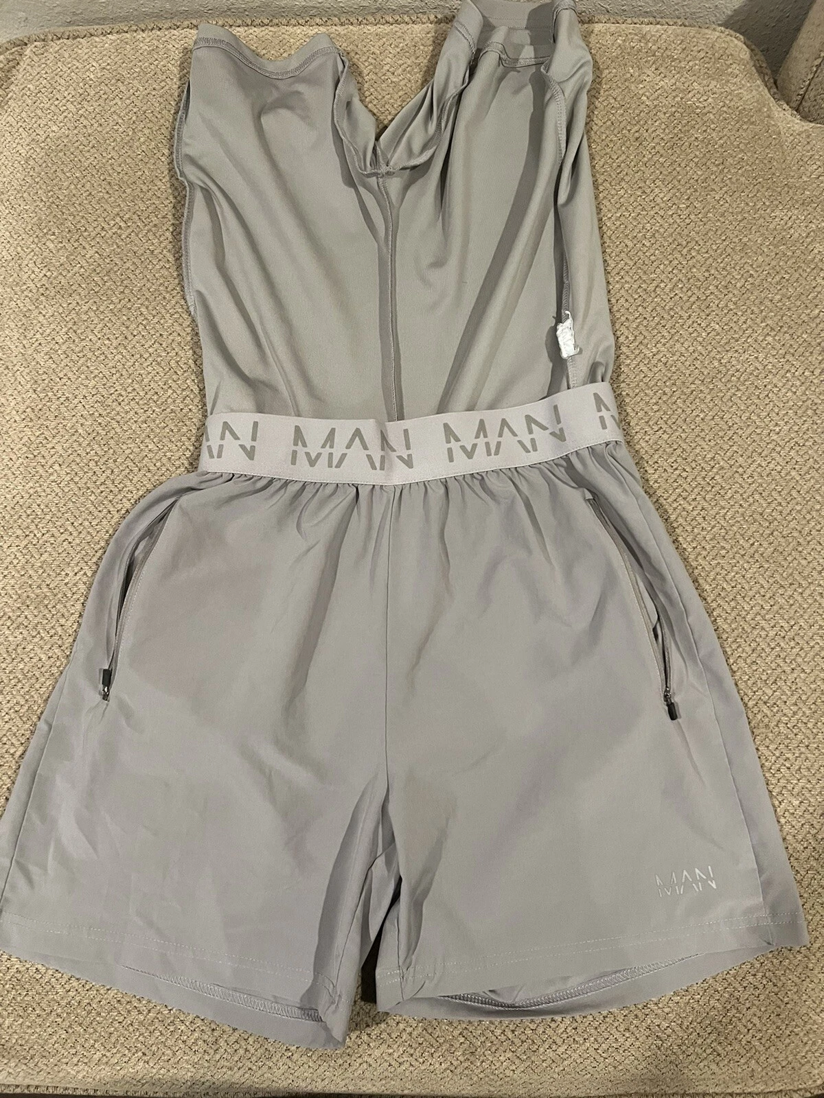 Mens MAN 2 In 1 Compression Shorts gray medium