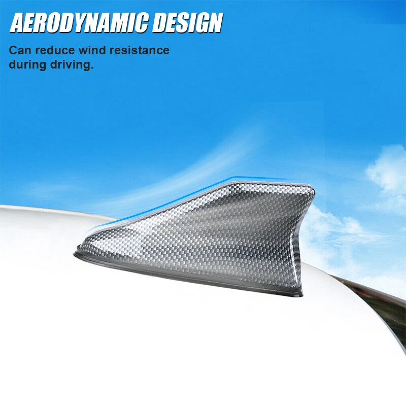 Antena de techo aleta coche fibra de carbono tiburón radio FM/AM antena cubierta impermeable Foto 4 de 4