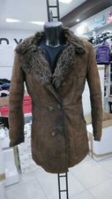 MONTONE SHEARLING Donna Woman Marrone in vera pelle   tg 48 MON 1064 LZ