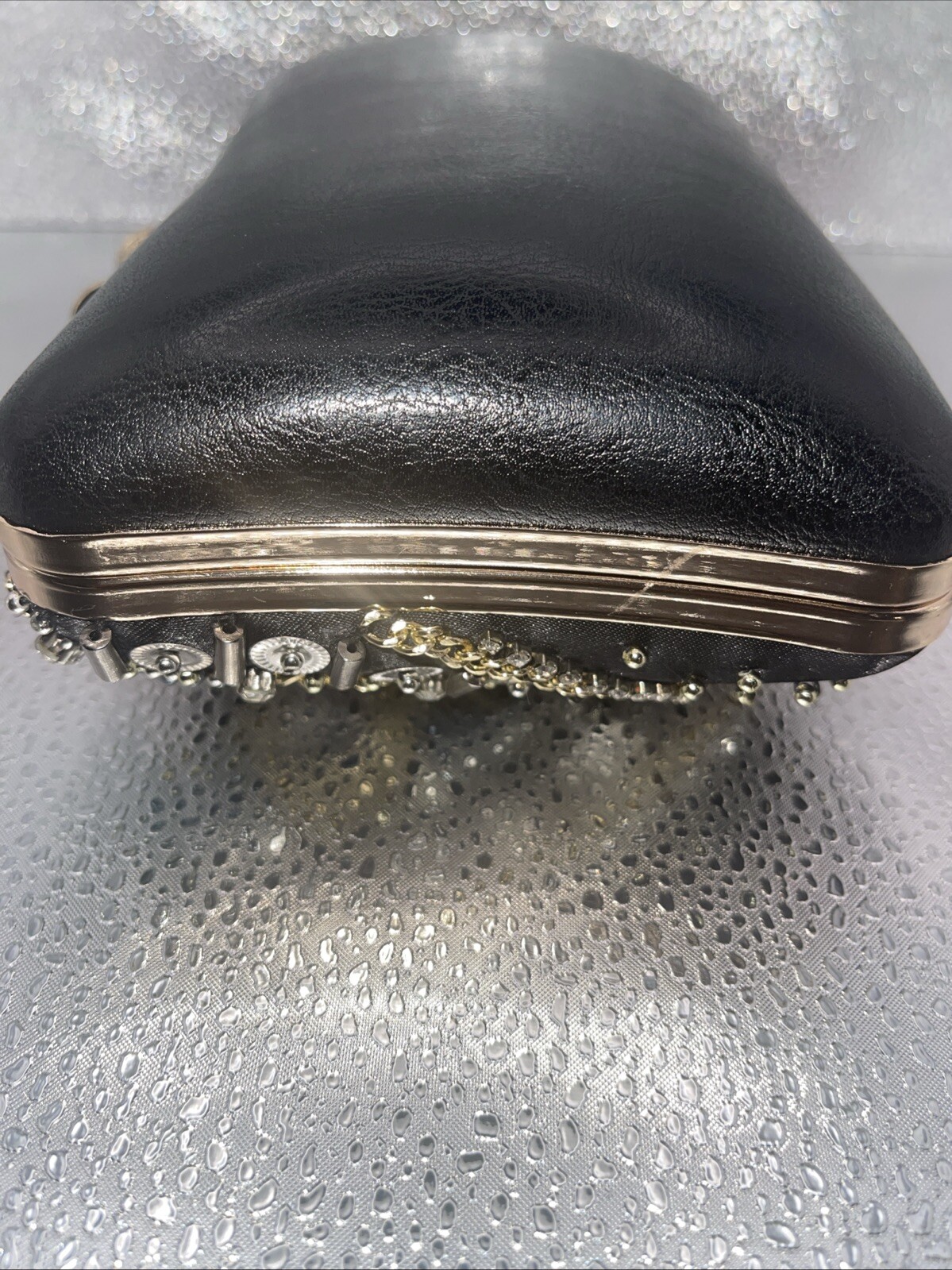 Beaded Rhinestone Women's Clutch Evening Bag Black Gold Silver Formal Purse