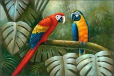 Tropical Tile Backsplash Ching Parrots Art Ceramic Mural CHC076