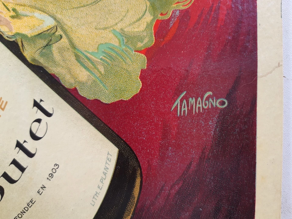 Ancien carton publicitaire Champagne BOUTET par TAMAGNO maison close & érotisme - Photo 2/4