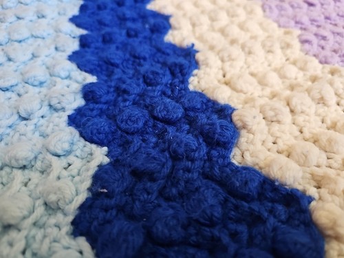 Handmade Crochet Blanket Throw Afghan Rainbow Striped 43" X 51" Vintage - Picture 6 of 14