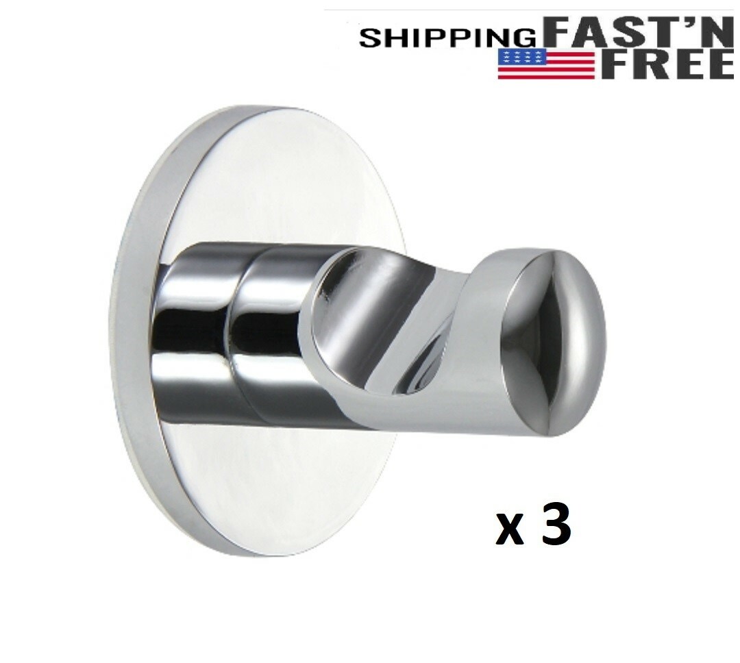 Self-adhesive Chrome Single Robe Hook Dia 44 x19 H for Shower