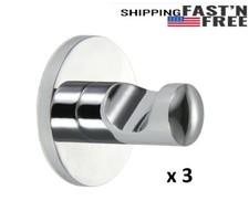 Self-adhesive Chrome Single Robe Hook Dia 44 x19 H for Shower Kitchen Hanging/3p