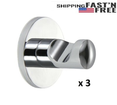 Self-adhesive Chrome Single Robe Hook Dia 44 x19 H for Shower