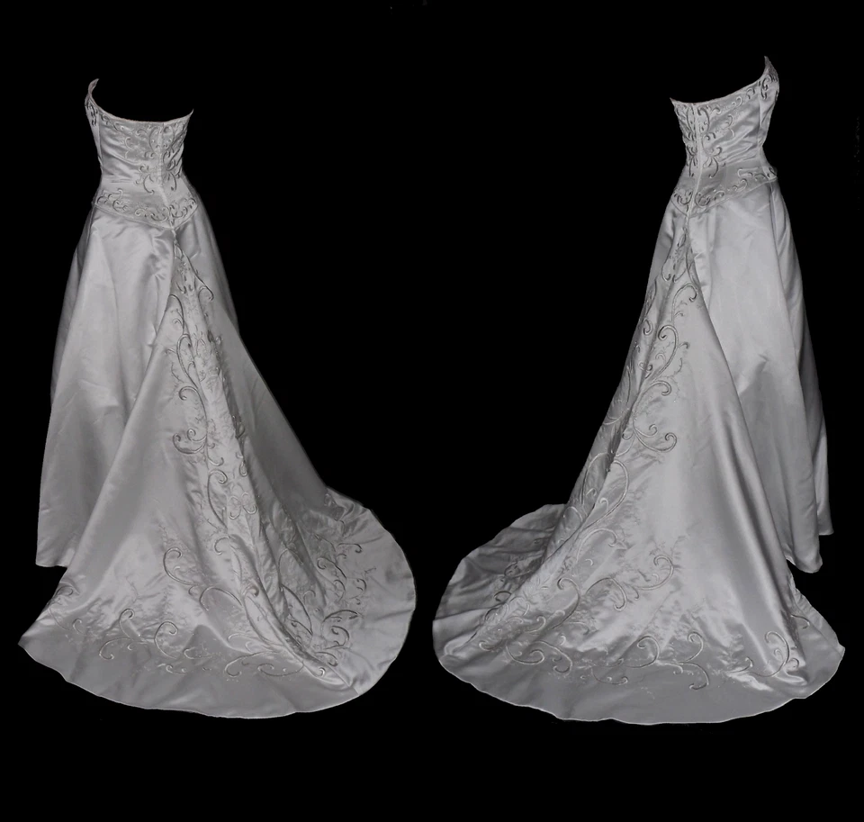 David's Bridal White Strapless Wedding Dress MICHAELANGELO Gown - Image 4 of 4